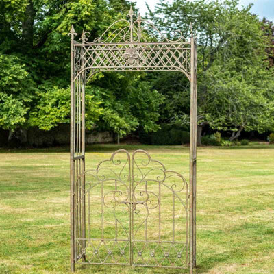 Marlborough Arch with Gates - L140 x W48 x H280 cm - Antique Green Rust ...