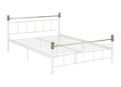 Marlborough Double Bed 4ft6 White with Brass Effect Finish