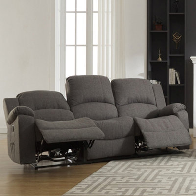 Marldon 201cm Wide Dark Grey Fabric 3 Seat Manually Reclining 3 Seat Sofa