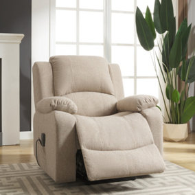 Marldon 92cm Wide Beige Textured Fabric Electric Mobility Aid Lift Assist Recliner Arm Chair with Massage Heat Functions