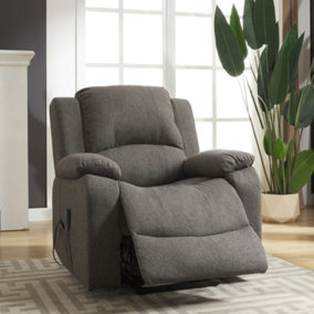 Marldon 92cm Wide Dark Grey Textured Fabric Electric Mobility Aid Lift Assist Recliner Arm Chair with Massage Heat Functions