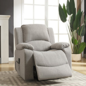 Marldon 92cm Wide Light Grey Textured Fabric Electric Mobility Aid Lift Assist Recliner Arm Chair with Massage Heat Functions