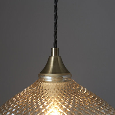 Marlo Antique Brass with Reflective Champagne Glass 1 Light Ceiling Pendant