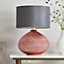 Marlo Copper Plated Glass with Grey Faux Silk Shade 1 Light Table Light