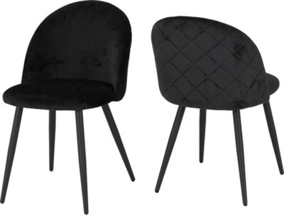 Marlow Dining Chair (Pack of 4) - L60 x W51 x H82 cm - Black Velvet