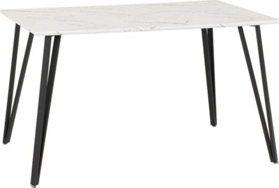 Marlow Dining Table in White Marble Effect Finish