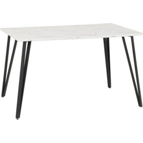 Marlow Dining Table in White Marble Effect Finish