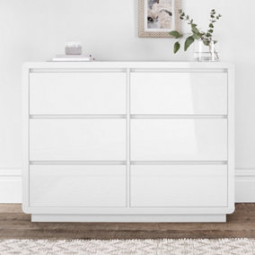 Marlow High Gloss - 6 Drawer Chest - White