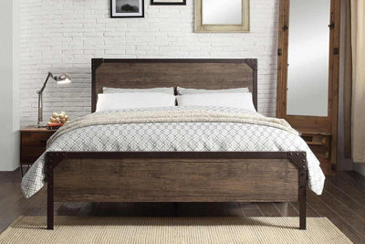 Rustic industrial bed deals frame