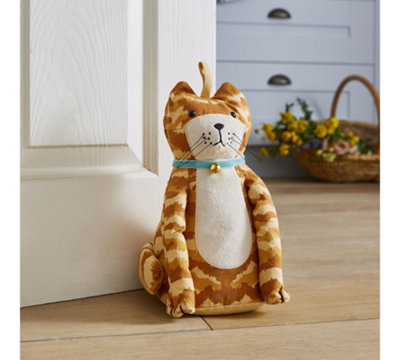 Marmalade Cat Animal Print 100% Cotton Shaped Doorstop