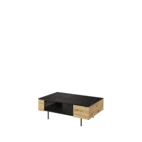 Marmo Coffee Table with  Storage (H)420mm (W)1150mm (D)710mm - Oak Artisan and  Marble Effect