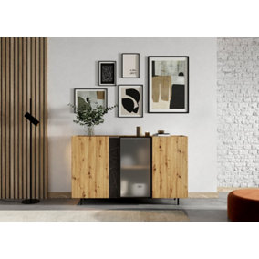 Marmo Sideboard Cabinet (H)900mm (W)1500mm (D)420mm with Glass Door & LED Lighting