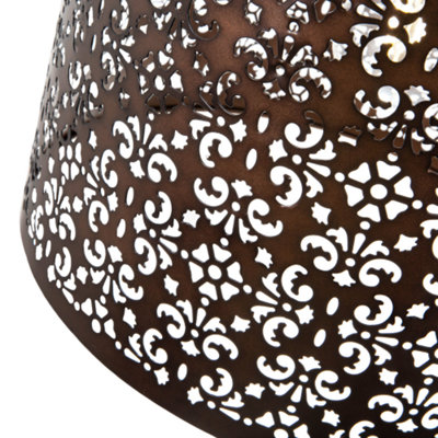 Marrakech Designed Matt Bronze Metal Pendant Light Shade with Floral Decoration