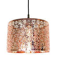 Marrakech Designed Shiny Copper Metal Pendant Light Shade with Floral Decoration