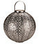 Marrakech Solar Powered Garden Lantern - Hanging or Standing Silver Damask Round Outdoor Light - Measures H32 x 30cm Diameter