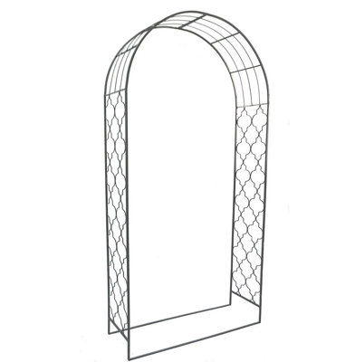 Marrakesh Metal Garden Rose Arch - Umber Grey - 226cm High, 110cm Wide, 41cm Deep