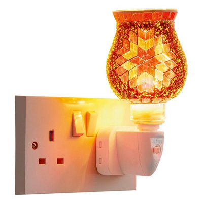Marrakesh Night Light - Mains Powered Indoor Home, Bedroom, Landing, Hallway Lighting with African Style Coloured Glass Mosaic