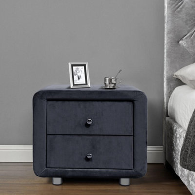 Black crushed deals velvet bedside table