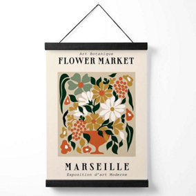 Marseille Beige and Green Flower Market Exhibition Medium Poster with Black Hanger