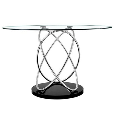 Marseille Clear Glass Dining Table With Chrome Supports