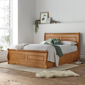 Marseille New Oak Ottoman Bed - Double Bed Frame Only