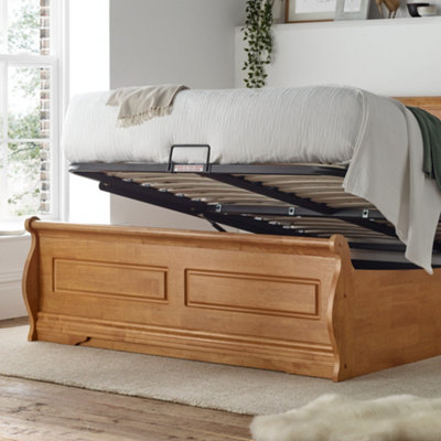 Marseille New Oak Ottoman Bed - Double Bed Frame Only