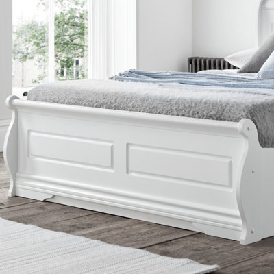 Marseille White Wooden Ottoman/Storage Bed - King Size Bed Frame Only