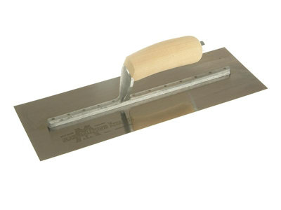 Marshalltown MXS73SS Premium Stainless Steel Cement Trowel with Wooden Handle - 14 x 4.75 Inches