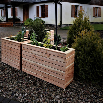 Marta Larch timber deep Trough planter 1220x420mm - 4