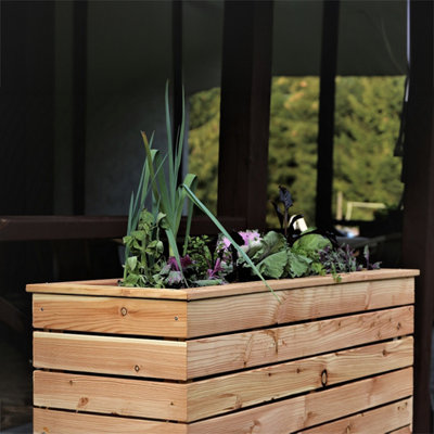 Marta Larch timber deep Trough planter 1220x420mm - 6