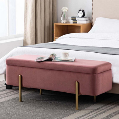 Pink storage deals ottoman bench