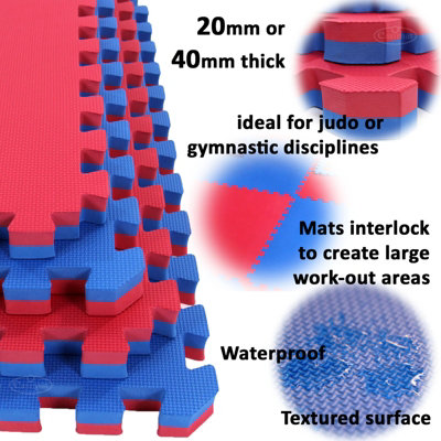 Martial Arts Karate Judo Kick Boxing Gym MMA 20mm in Red/Blue Floor Mat