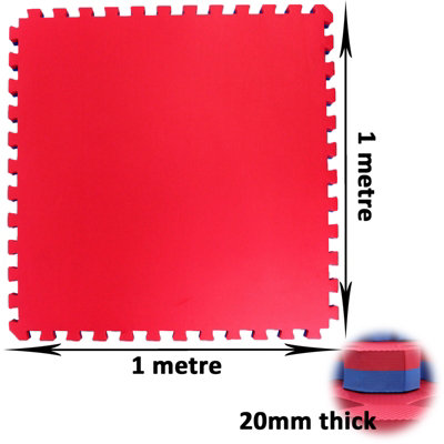 Martial Arts Karate Judo Kick Boxing Gym MMA 20mm in Red/Blue Floor Mat