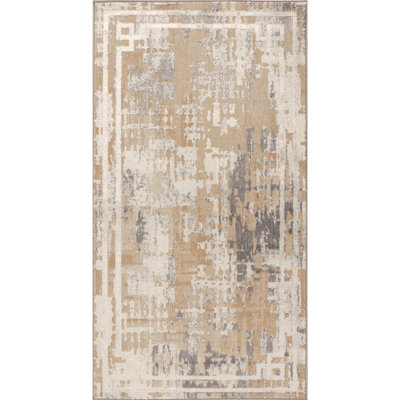 MARTINA Abstract Modern Marble Beige/White Area Rug 80 x 150 cm