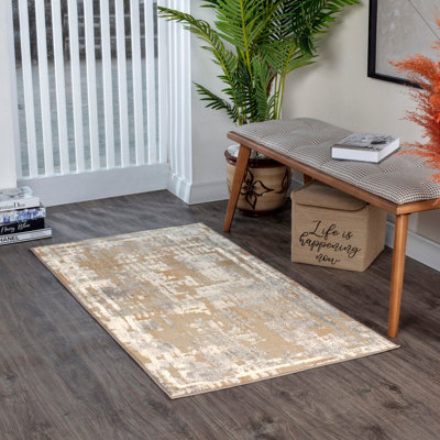 MARTINA Abstract Modern Marble Beige/White Area Rug 80 x 150 cm