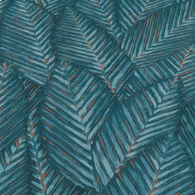 Martinique Leaf Textured Vinyl Wallpaper Blue Erismann 10391-19