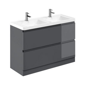 Marvel 1200mm Floor Standing Bathroom Vanity Unit in Dark Grey Gloss with Resin Basin