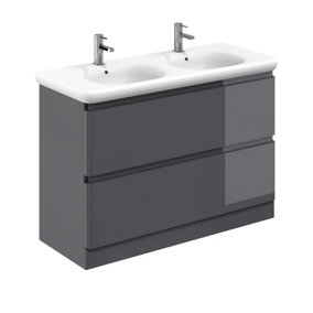 Marvel 1200mm Floor Standing Bathroom Vanity Unit in Dark Grey Gloss with Round Resin Basin