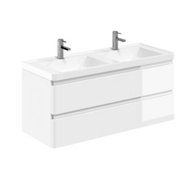 Marvel 1200mm Wall Hung Bathroom Vanity Unit in Gloss White with Resin Basin