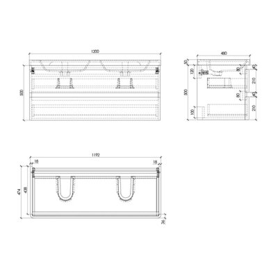 Marvel 1200mm Wall Hung Bathroom Vanity Unit in Light Grey Gloss with Resin Basin