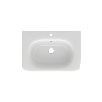 Marvel 600mm Wall Hung Bathroom Vanity Unit in Light Grey Gloss with Round Resin Basin