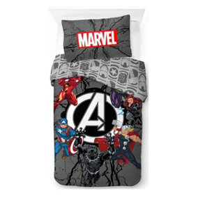 Marvel Avengers Charge Single Panel Duvet and Pillowcase Set