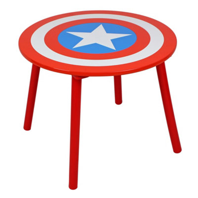 Marvel Avengers Table and Stools Set, 15mm MDF, pine wood, Multicolour, Table: W60 X D60 X 48cm, Stools: W28 X D28 X H28cm