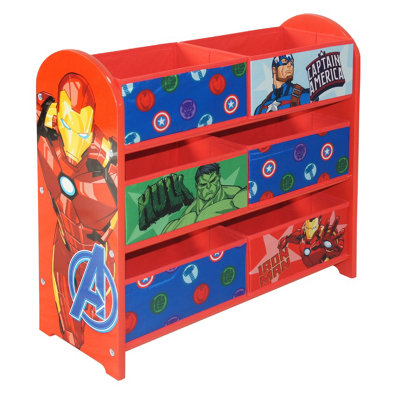 Marvel Avengers Toy Storage Unit: 6-Box Organizer for Bedroom - Made from Engineered Wood/Fabric/Metal - Easy Assembly