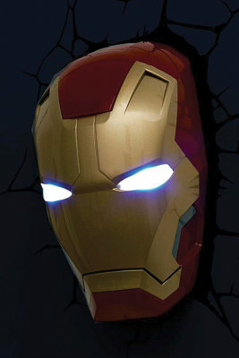 iron man 3d deco light helmet and hand on wall FX Marvel Mask 3D LED Light Lighting Iron Man Night Light -
