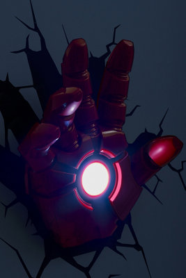 iron man 3d deco light helmet and hand on wall Marvel Avangers 3 Art Night LED Nite Crack 3D Light FX Marvel Iron
