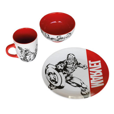 Marvel Logo Dinner Set (Pack Of 3) White/Red/Black (One Size)