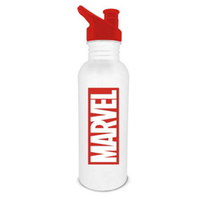 Marvel Logo Metal Water Bottle Red/White (One Size)