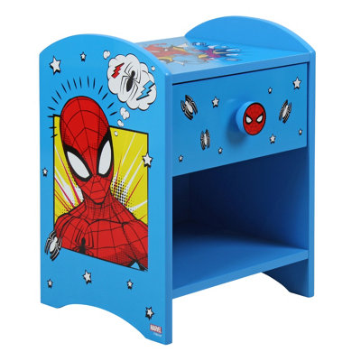 Marvel Spider-Man Bedside Table: Sturdy Engineered Wood Construction, Small Side Table with Storage Shelf for Kid's Bedroom