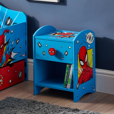 Marvel Spider-Man Bedside Table: Sturdy Engineered Wood Construction, Small Side Table with Storage Shelf for Kid's Bedroom